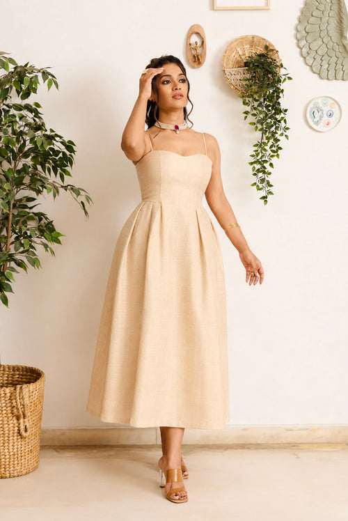 The Juliet Dress, champagne blush brocade silk with structured corset bodice
